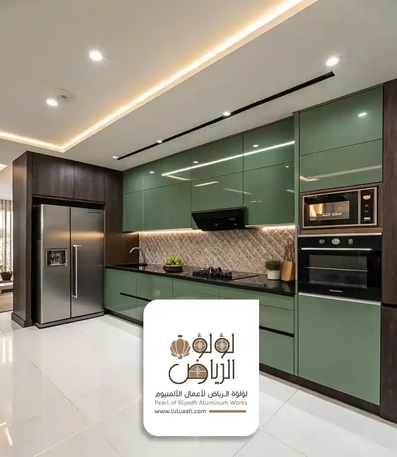 مطابخ تفصيل الرياض لون أخضر زيتي