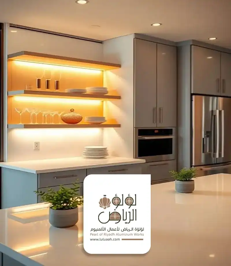 افضل تفصيل مطابخ بالرياض مع إضاءة تحت الخزائن العلوية
